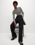 Cotton Rich Striped Ribbed Top