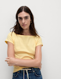 Pure Cotton Slim Fit Off The Shoulder Top