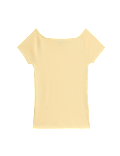 Pure Cotton Slim Fit Off The Shoulder Top