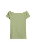 Pure Cotton Slim Fit Off The Shoulder Top