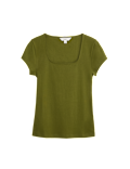 Pure Cotton Square Neck Slim Fit Top