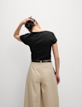 Pure Cotton Square Neck Slim Fit Top