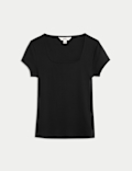 Pure Cotton Square Neck Slim Fit Top