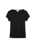 Pure Cotton Square Neck Slim Fit Top