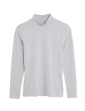 Cotton Rich Funnel Neck Long Sleeve Top