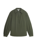 Lyocell Rich Collared V-Neck Popover Blouse