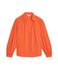 Lyocell Rich Collared V-Neck Popover Blouse