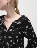Pure Cotton Printed Tie Neck Blouse