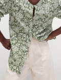 Cotton Rich Printed Button Through Blouse