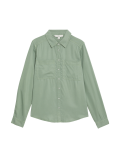 Pure Lyocell Collared Button Through Shirt