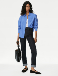 Cotton Rich Sparkly Striped Collared Shirt
