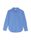 Cotton Rich Sparkly Striped Collared Shirt