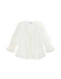 Pure Cotton Lace Frill Detail Blouse