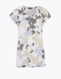Floral V-Neck Relaxed Longline T-Shirt