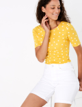 Pure Cotton Polka Dot Regular Fit T-Shirt