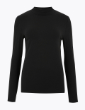 Cotton Rich Funnel Neck Fitted Top