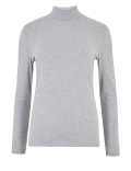 Cotton Funnel Neck Fitted Long Sleeve Top