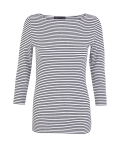 Cotton Rich Striped Slim Fit 3/4 Sleeve Top