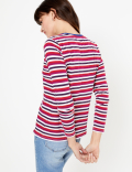 Pure Cotton Striped Straight Fit T-Shirt