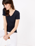 Cotton Rich V-Neck Fitted T-Shirt