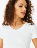 Cotton Rich V-Neck Fitted T-Shirt