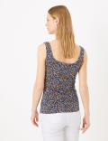 Pure Cotton Floral Scoop Neck Vest