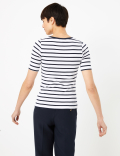 Pure Cotton Striped Regular Fit T-Shirt