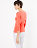 Cotton Rich Slim fit 3/4 Sleeve Top
