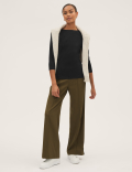 Cotton Rich Slim fit 3/4 Sleeve Top