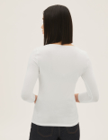 Cotton Rich Slim fit 3/4 Sleeve Top
