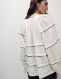 Cotton Rich Embroidered Frill Detail Blouse