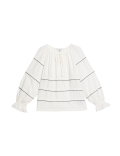 Cotton Rich Embroidered Frill Detail Blouse