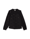 Cotton Blend Embellished Blouse