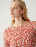 Cotton Rich Printed Slim Fit Top