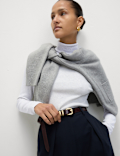 Cotton Rich Ribbed Funnel Neck Top