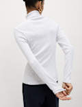 Cotton Rich Ribbed Funnel Neck Top