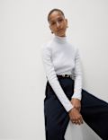 Cotton Rich Ribbed Funnel Neck Top