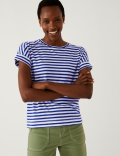 Linen Rich Striped T-Shirt
