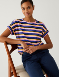 Linen Rich Striped T-Shirt