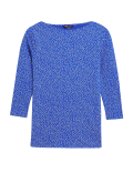 Cotton Rich Polka Dot Fitted 3/4 Sleeve Top