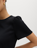 Puff Sleeve Belted Mini Skater Dress