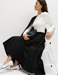 Pleated Midi Asymmetric Skirt