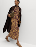 Jersey Animal Print High Neck Midaxi Dress
