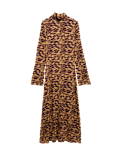 Jersey Animal Print High Neck Midaxi Dress