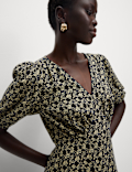 Floral V-Neck Midi Tea Dress