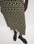 Floral V-Neck Midi Tea Dress