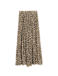 Animal Print Pleated Midaxi Skirt