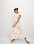 Floral Tie Neck Midaxi Tea Dress