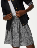 Pure Cotton Floral Mini Tiered Skirt