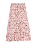 Pure Cotton Floral Midaxi Tiered Skirt
